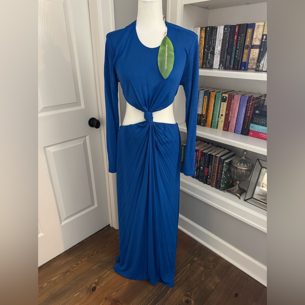 Farm Rio NWT Blue Cut-Out Twist Dress Size L